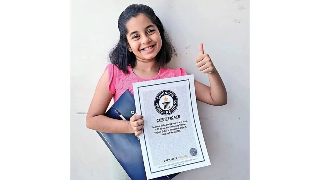Takshvi Vaghani Guinness World Record: 8 साल की तक्षवी वाघानी ने रचा इतिहास, लिम्बो स्केटिंग में बनाया नया गिनीज वर्ल्ड रिकॉर्ड Takshvi Vaghani Guinness World Record: 8 साल की तक्षवी वाघानी ने रचा इतिहास, लिम्बो स्केटिंग में बनाया नया गिनीज वर्ल्ड रिकॉर्ड