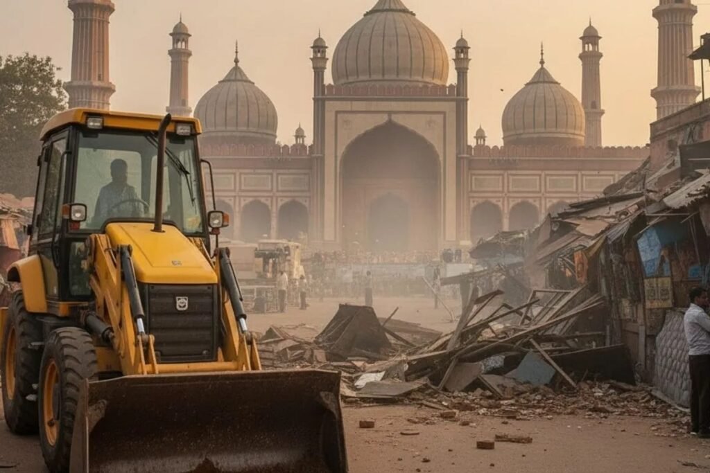 जामा मस्जिद के पास गरजे बुलडोजर, दिल्ली हाईकोर्ट के आदेश के बाद अतिक्रमण पर कार्रवाई